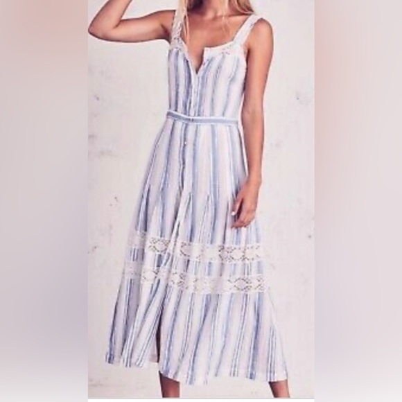 LoveShackFancy Dress M Eve Striped Maxi Prairie Dress $295 - Picture 5 of 15